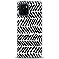 Vivo Y21S Kılıf HD Baskılı Kılıf - Siyah Çubuklar + Tam Ekran Koruyucu
