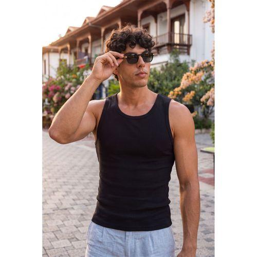 Valmont Premium Regular Fit Fitilli Kaşkorse Kumaş Erkek Atlet - 2 Siyah