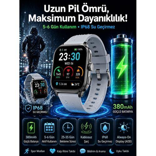 Akıllı Saat Sesli Görüşme Bluetooth Bağlantılı Kablosuz Şarj Özelliği Yeni Nesil