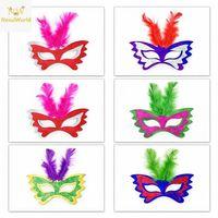 Tüylü Renkli Karton Parti Maskesi – 6 Renk