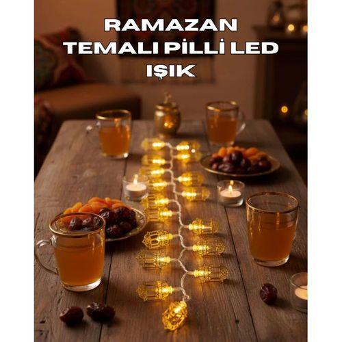Ramazan Işıkları Pilli Altın Fener Tasarımlı Dekoratif Led Aydınlatma