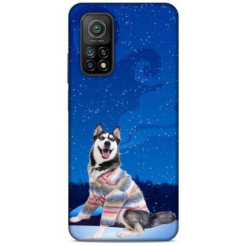 Xiaomi Mi 10T 5G Kılıf Köpek Kıyafetleri (45) Liquid Air Kılıf Husky Renkli Süveter