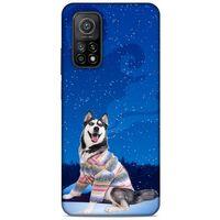 Xiaomi Mi 10T 5G Kılıf Köpek Kıyafetleri (45) Liquid Air Kılıf Husky Renkli Süveter