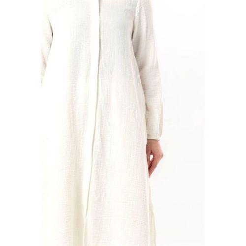 Uzun Kol Yaren Hakim Yaka Yazlık Müslin Tunik Kırık Beyaz KrkByz