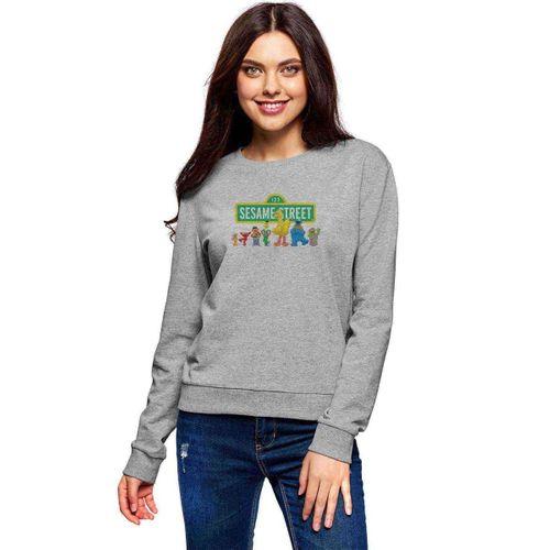 Susam Sokağı Baskılı Gri Kadın Sweatshirt
