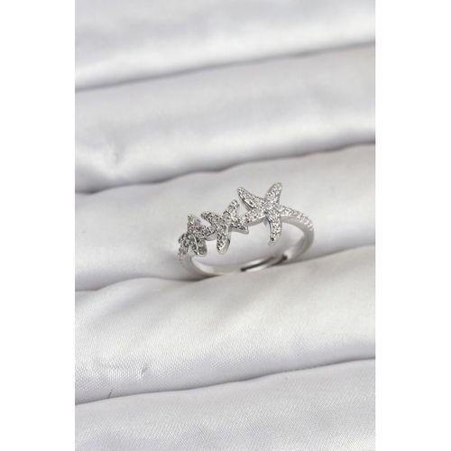 Pirinç Yıldız Model Gümüş Renk Kadın Yüzük