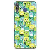 Lopard Samsung Galaxy M30 Uyumlu Kılıf Kediler (37) Silicone Cover Mavi Sarı