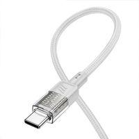 Hoco U129 Transparan Type-C to Type-C 60W Data ve Şarj Kablosu 1.2m