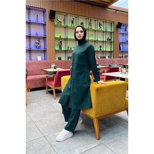 Önden İki Cepli Sade Basic Uzun Tunik Pantolon İkili Spor Takımı - 03067.021 - Nefti