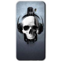 Potkal Hediye Fabrikası Samsung Galaxy C7 Pro HD Baskılı Kılıf + 9D Tam Ekran Koruyucu - Müzik Kurukafa