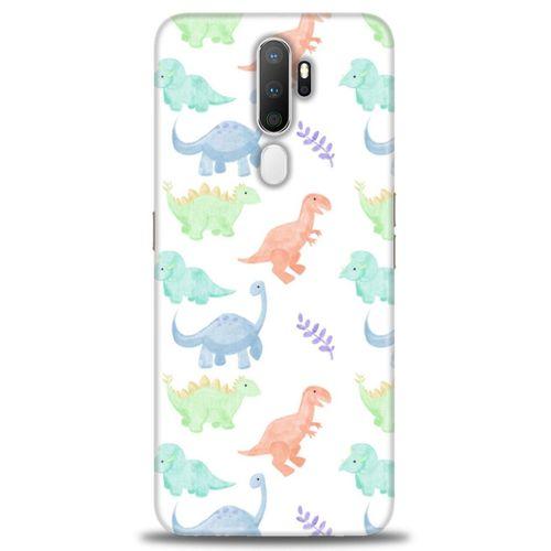 Oppo A9 2020 Kılıf HD Baskılı Kılıf - Minik Dinazorlar + Tam Ekran Koruyucu