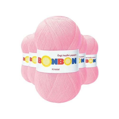5 Adet Kristal El Örgü Lif İpi Şeker Pembe 98588 - bonbon mudanis