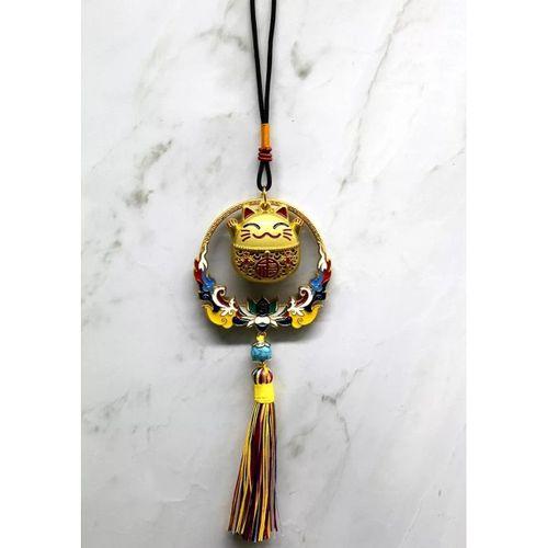 Renkli Püsküllü Şans Kedisi Feng Shui Askılık Alk4452