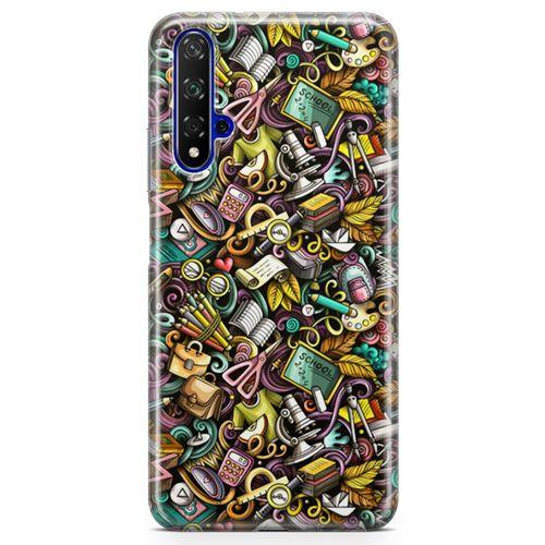 Honor View 20 Kılıf Canım Öğretmenim Doodle Arka Kapak Koruma Desenli Full Koruyucu