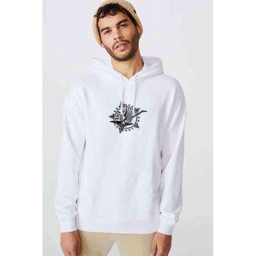 Rock Star Metal Rock Baskılı Beyaz Erkek Kapşonlu Sweatshirt