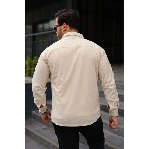 Erkek Uzun Kollu Cepli Kadife Gömlek