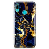 Huawei Y9 2019 Kılıf Lacivert Kahve Mermer Arka Kapak Koruma Desenli Full Koruyucu