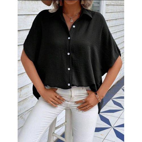 Kadın Aerobin Kumaş Oversize Kısa Kollu Gömlek