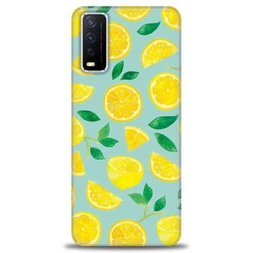 Vivo Y20S Kılıf HD Baskılı Kılıf - Limon Dilimleri + Tam Ekran Koruyucu