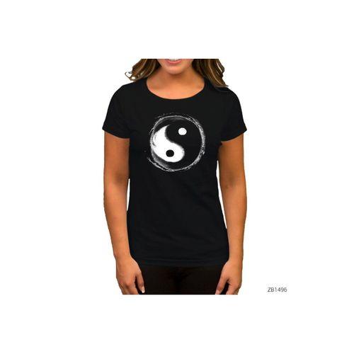 Ying Yang Splash Siyah Kadın Tişört