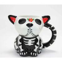 Day Of The Dead Köpek Figürlü 3d Kabartmalı Porselen Kupa Alk4896