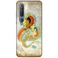 Xiaomi Mi 10 Kılıf Dragons (21) Koruyucu Kapak Ejderha Dövme Sarı