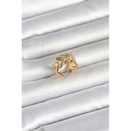 316L Çelik Gold Renk Başak Figür Kadın Yüzük