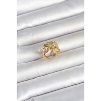 316L Çelik Gold Renk Başak Figür Kadın Yüzük