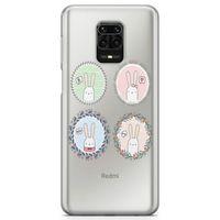 Xiaomi Redmi Note 9s Kılıf Gülen Tavşanlar Arka Kapak Koruma Desenli Full Koruyucu