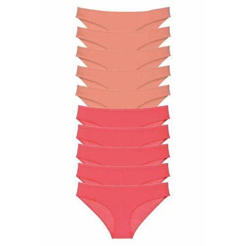 10 adet Eko Set Likralı Kadın Slip Külot Pudra Fuşya