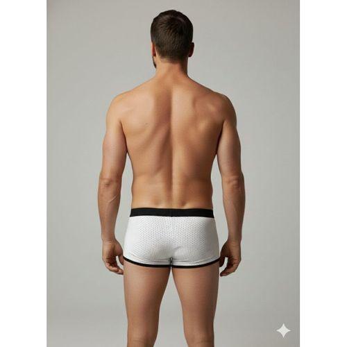 Erkek Beyaz Biyeli File Boxer