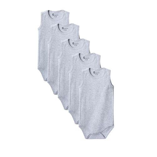 Gri Askılı Body Zıbın 2-7 YAŞ Çocuklar İçin (5 ADET) Alttan Çıtçıtlı Özel Gereksinimli