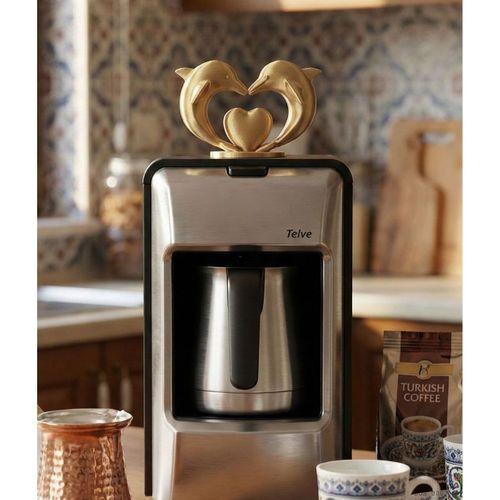 Altın Renk Çift Yunus Kalp Dekor Biblo