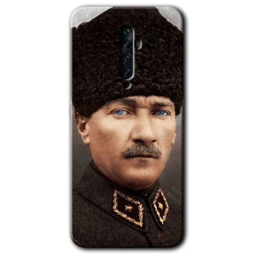 Oppo Reno 2z Kılıf HD Desen Baskılı Arka Kapak + Temperli Cam - Başkomutan Atatürk
