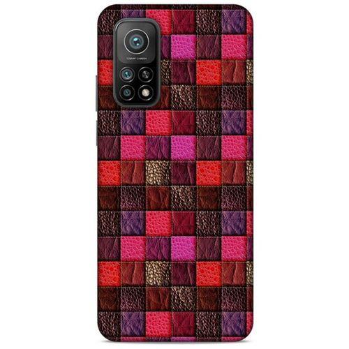 Xiaomi Mi 10T Pro 5G Kılıf Patchwork (22) Tam Koruma Kılıfı Fuşya Bordo