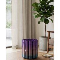 Modern Dekoratif Vazo Mor Gri Geçişli Şık Tasarım Masa Üstü Kullanım