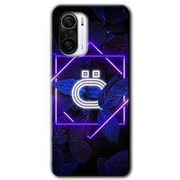 Xiaomi Redmi K40 Kılıf HD Desen Baskılı Arka Kapak + Temperli Cam - Dark Neon Yaprak Ö Harfi