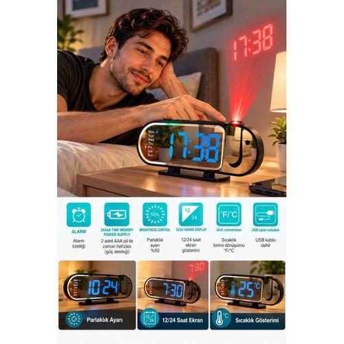 Modern Dijital Led Masa Saati Alarm Özellikli 12 24 Saat Seçenekli Sıcaklık Göstergeli Ekran