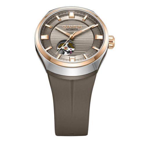 Quantum QMG1203.866 Otomatik Silikon Açık Kahverengi Safir Cam 10 ATM 43 mm Erkek Kol Saati