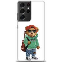 Samsung Galaxy S21 Ultra Kılıf HD Baskılı Kılıf - Teddy Bear + Tam Ekran Koruyucu