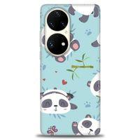 Huawei P50 Pro Kılıf HD Baskılı Kılıf - Pandalar + Tam Ekran Koruyucu