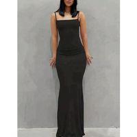 Kadın Kolsuz Askılı Bodycon Uzun Viskon Elbise