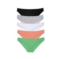 5 Adet Süper Eko Set Likralı Kadın Slip Külot Siyah Gri Beyaz Pudra Yeşil