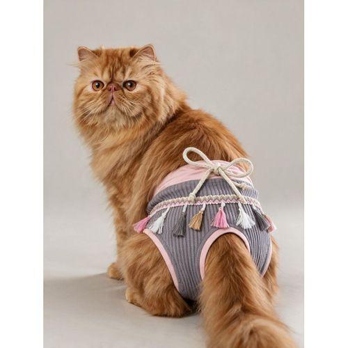 Mini Tassel Lilly Dişi Kedi Regl Külotu | Don | Kedi İç Çamaşırı | Ayarlanabilir Bağcıklı | Küçük Irklar İçin