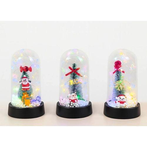 Yılbaşı Temalı Işıklı  Dekoratif Cam Fanus Alk5076