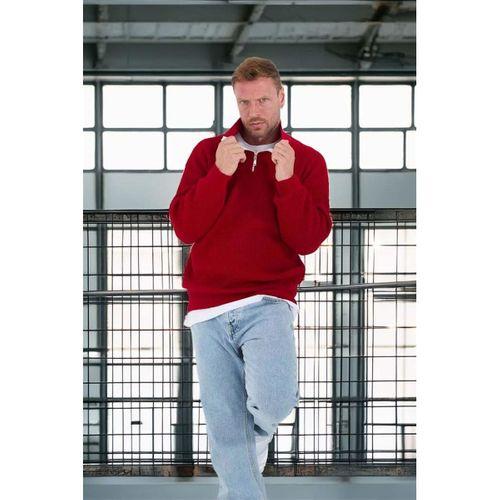 Oversize Selanik Örgü Yarım Fermuar Erkek Triko Kazak - Kırmızı