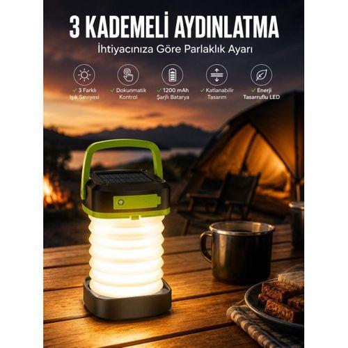 Led Lamba Kamp Lambası Hafif Taşınabilir Şarj Süreli Akordeon El Fenerli
