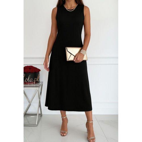 Kadın Sıfır Kollu Bisiklet Yaka Midi Viskon Iki Iplik Elbise