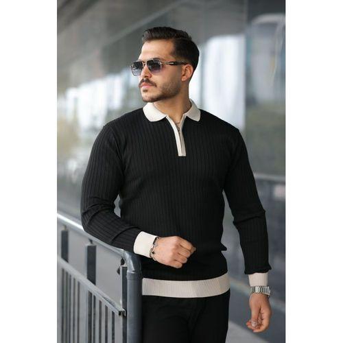 Erkek Kol Ve Yaka Detaylı Uzun Kollu Triko
