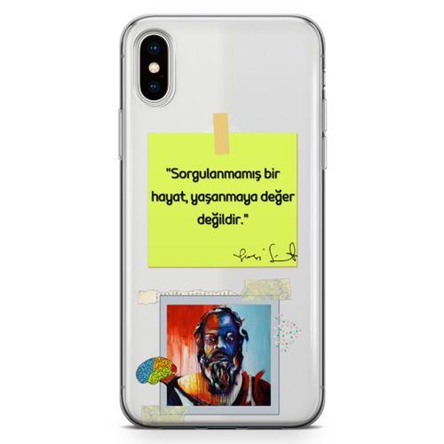 Apple iPhone XS Max Kılıf Caps Sokrates Hayat Arka Kapak Koruma Desenli Full Koruyucu